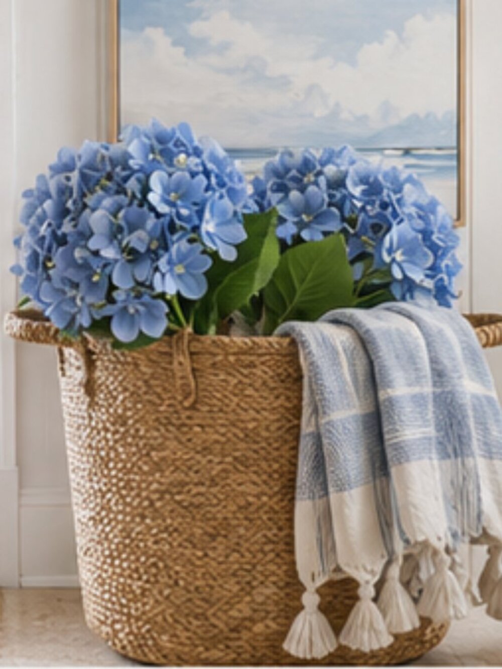 My Texas House Faux Blue Hydrangea Floral Stems, Set of 2 - Picture 5 of 5